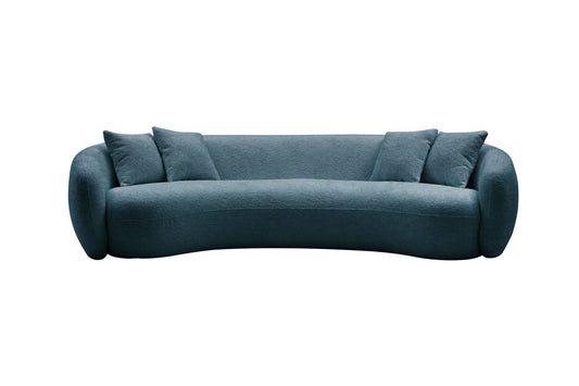 102'' Boucle Sofa Modern Sectional Half Moon Leisure Couch Curved Sofa Teddy Fleece Velet Blue