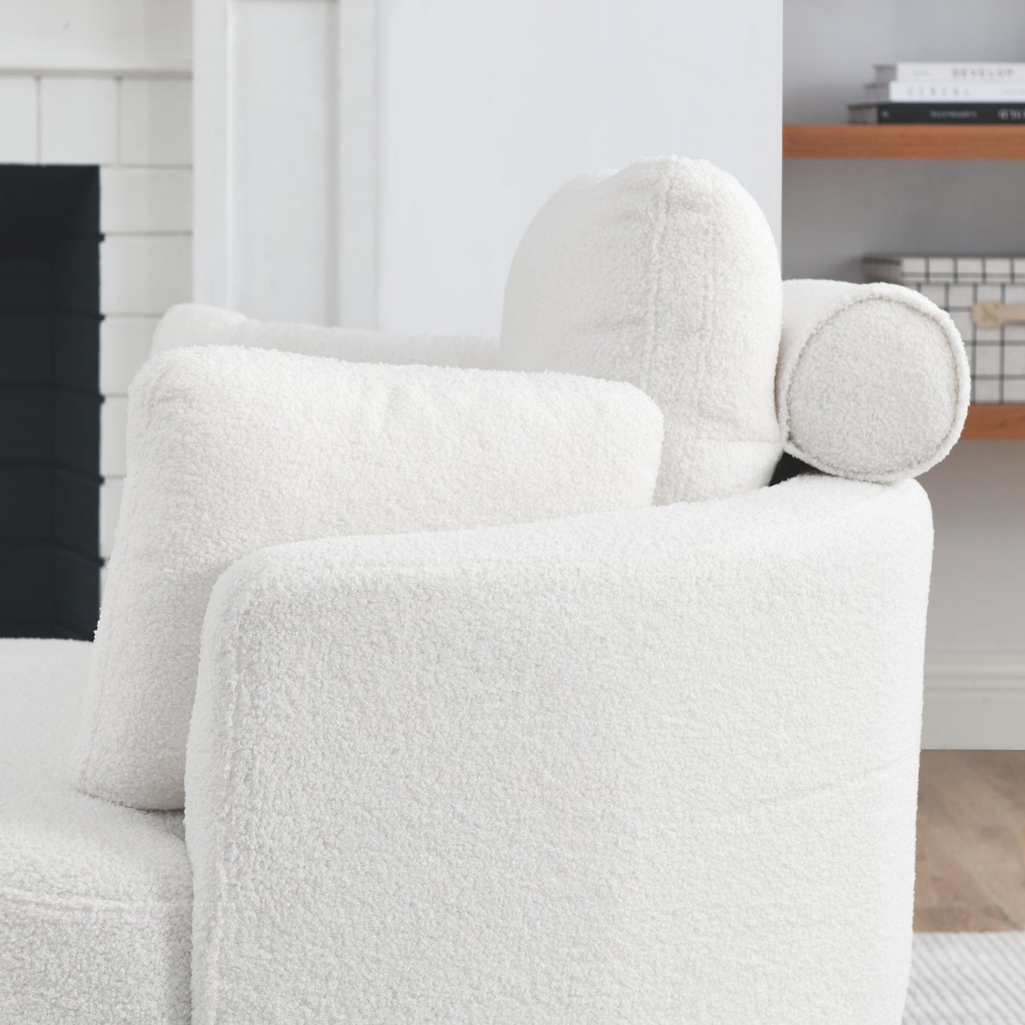 39"W Oversized Swivel Chair with moon storage ottoman