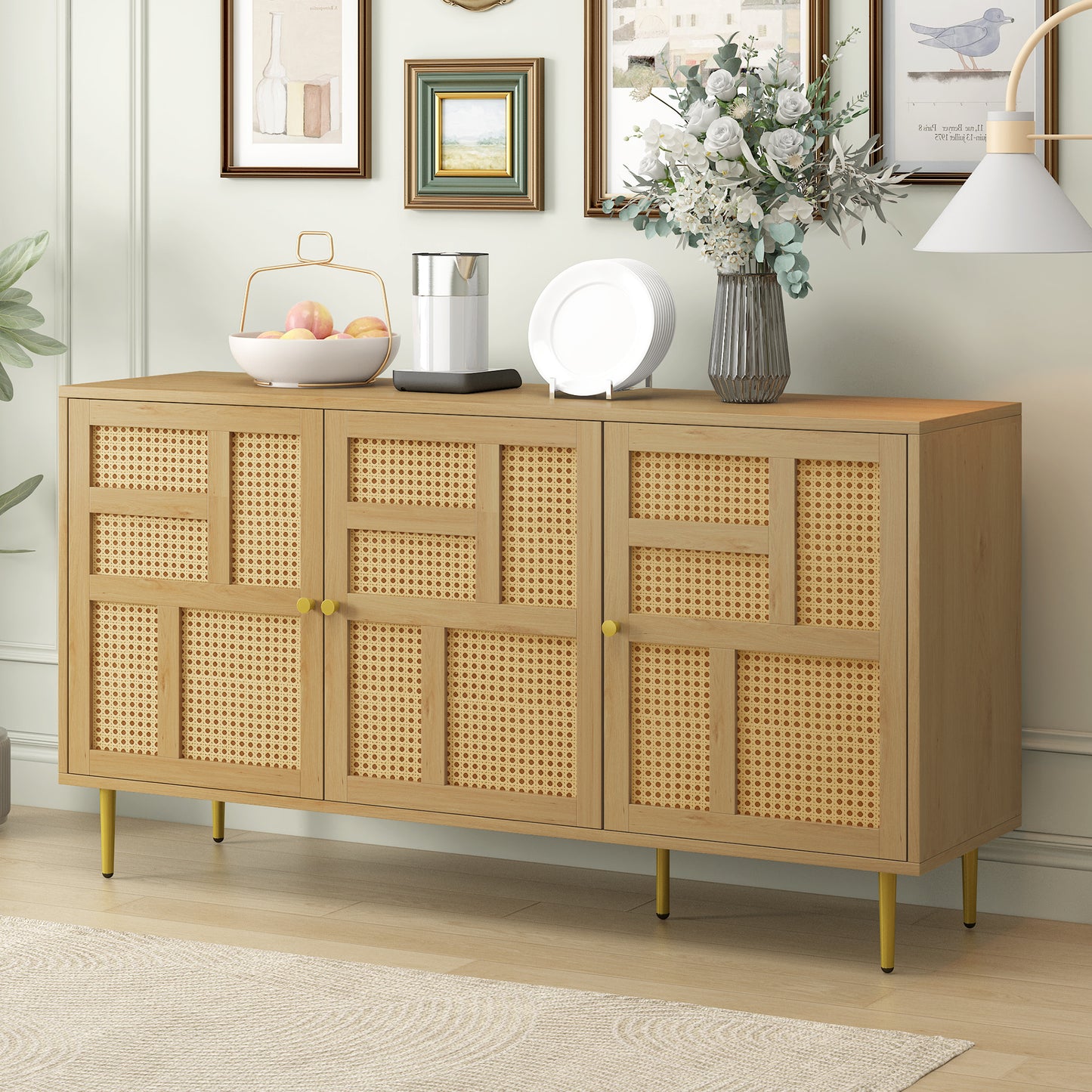 The rattan side cabinet/Modern Entertainment Center- Console Table