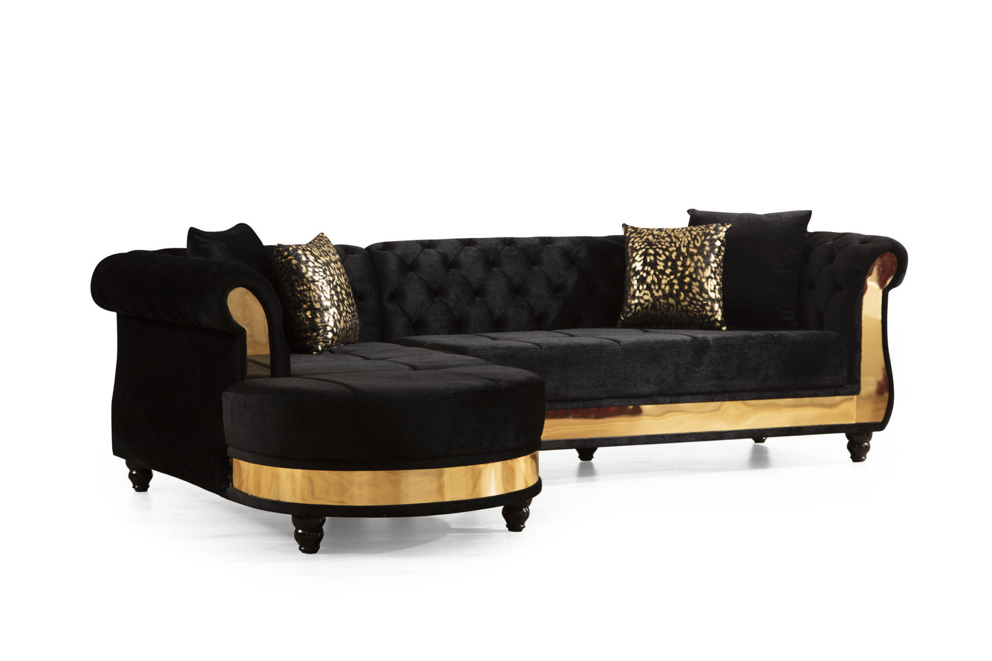 Julia Sectional - Velvet Fabric in Black