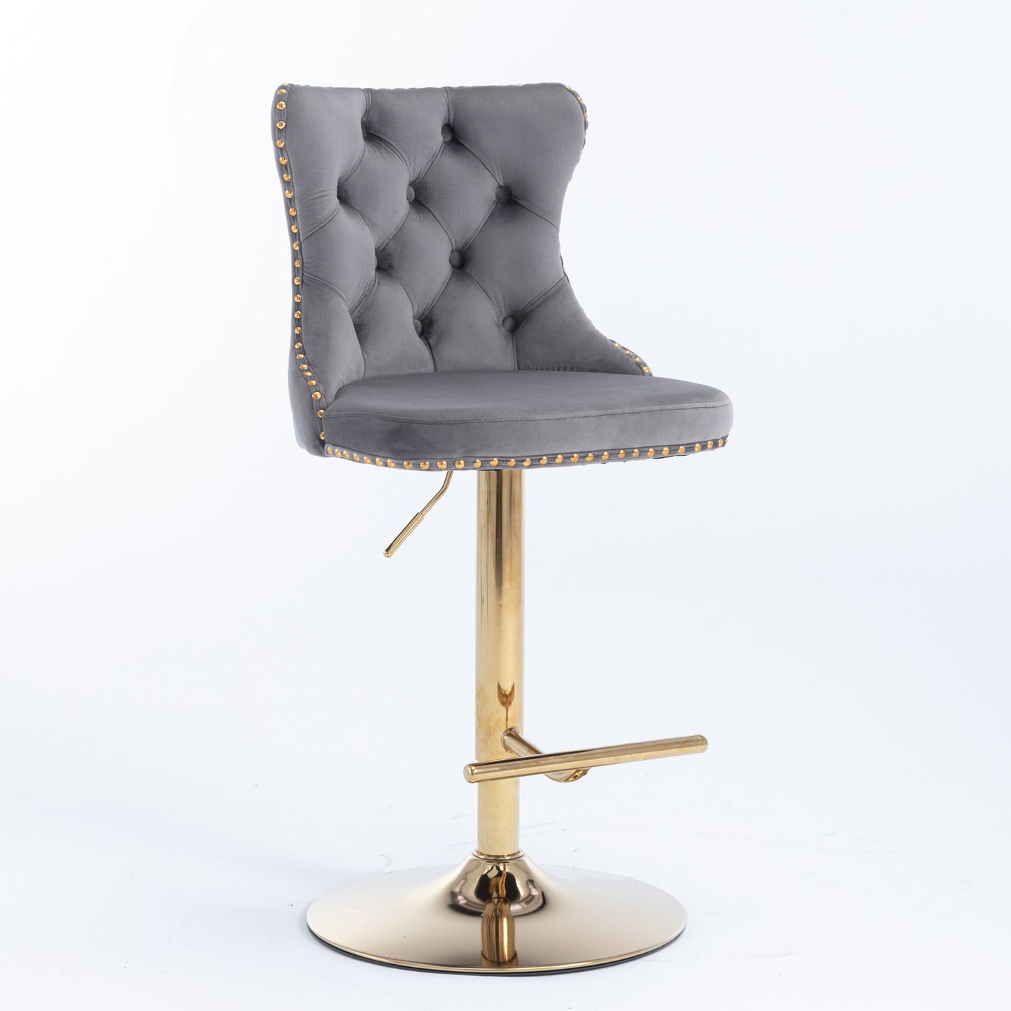 Modern Velvet Gold Studded Barstools