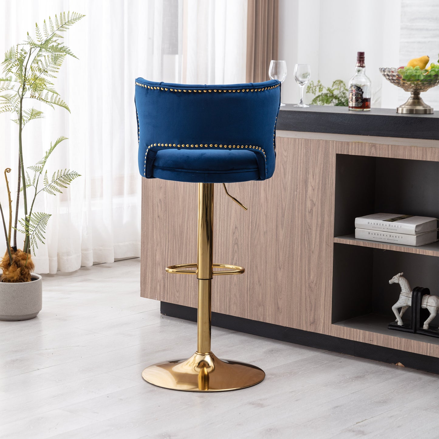 Blue and Gold Bar Stools; 2PCS/SET