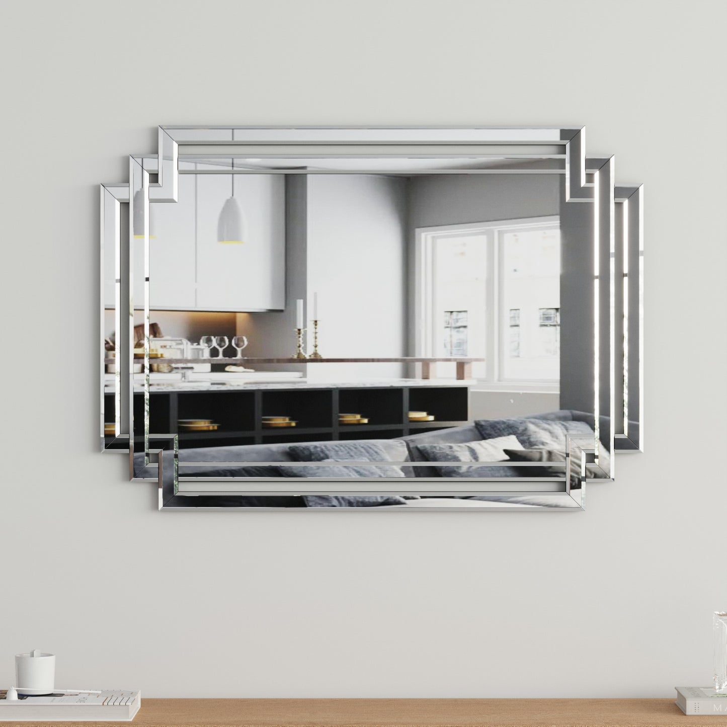 Large Wall-Mounted Silver Decorative Rectangular (clear HD mirror)