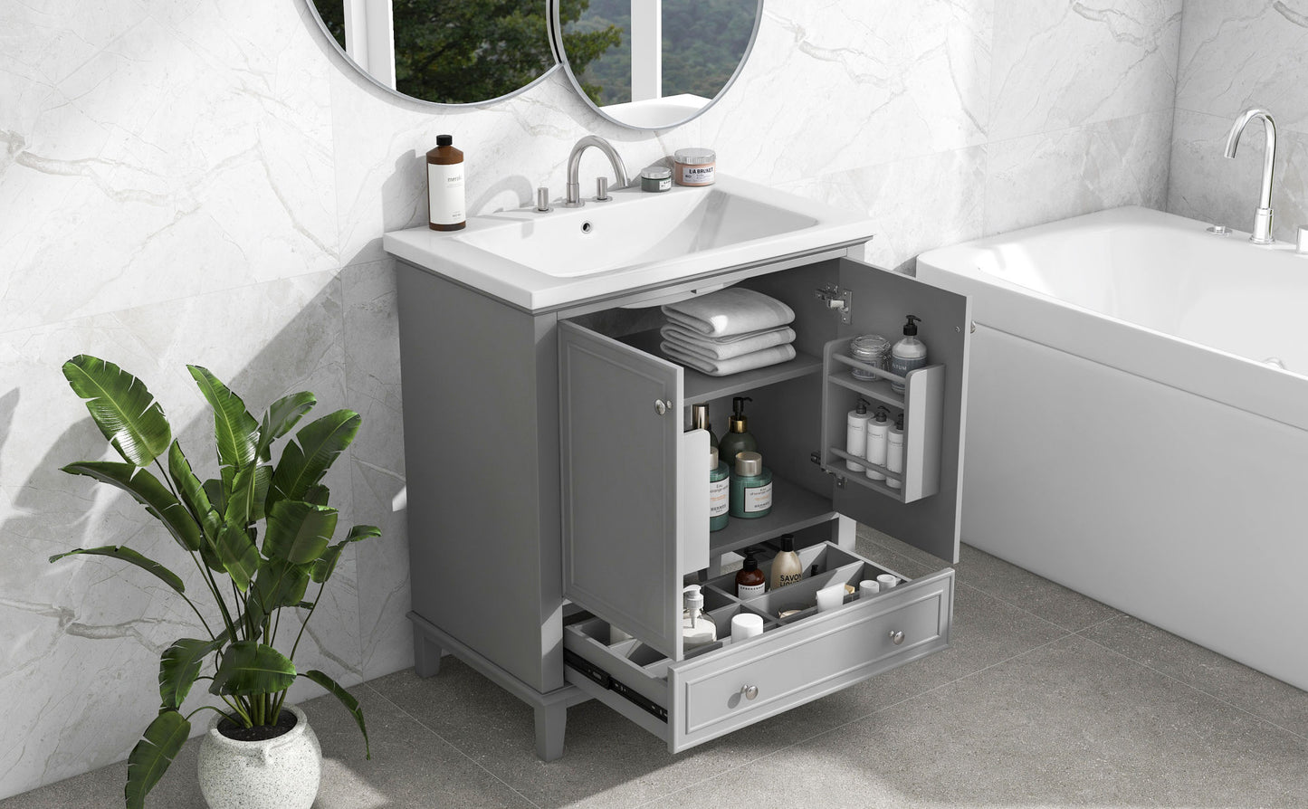 30" Bathroom Vanity with Sink Combo, Grey