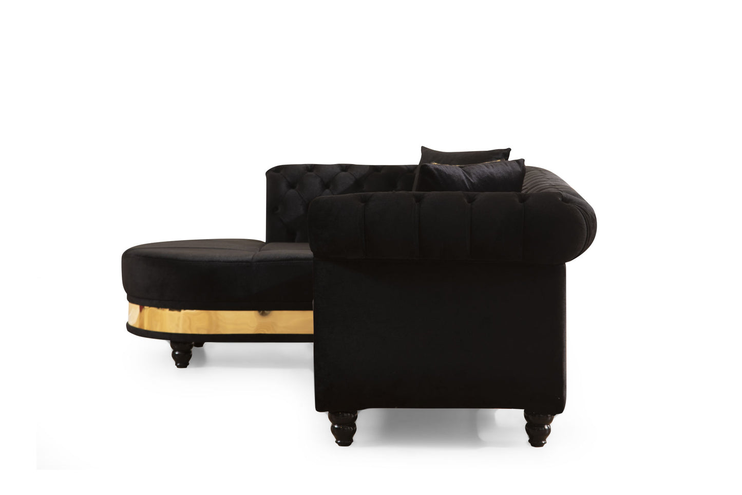 Julia Sectional - Velvet Fabric in Black