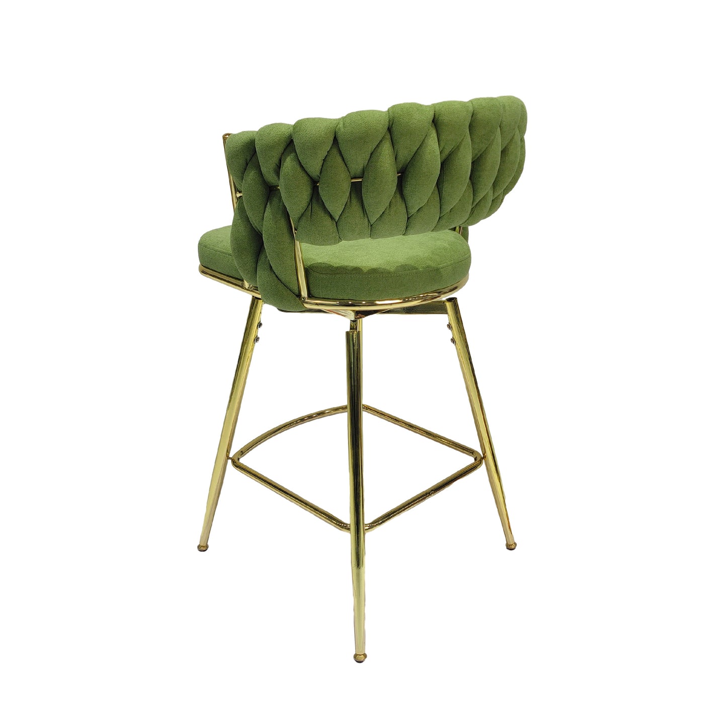 Bar Chair Linen Woven Bar Stool Set of 2, (Green)