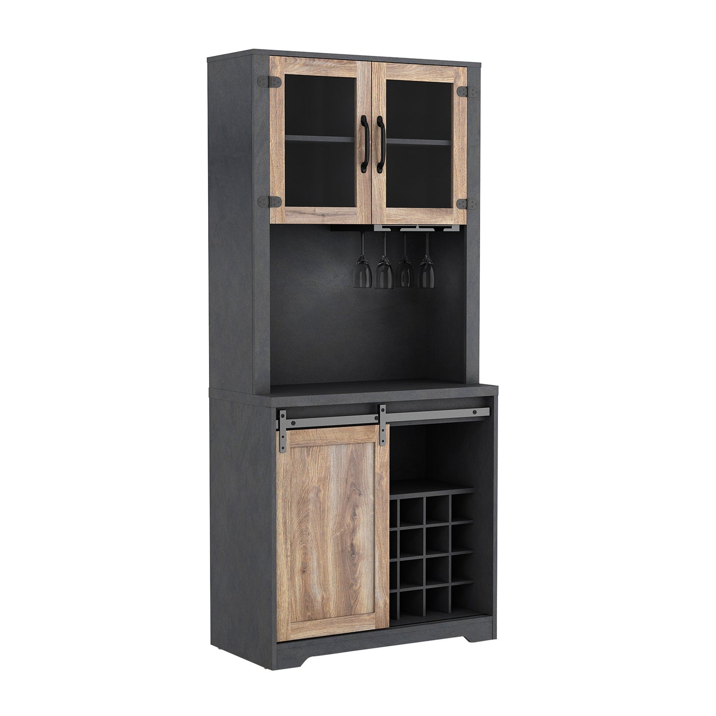 WESOME 31 Inch Farmhouse Barn Door Bar Cabinet.