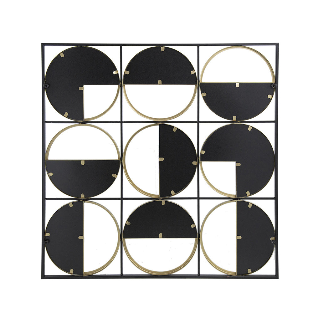 Eclectic Styling Metal Beaded Black Wall Mirror