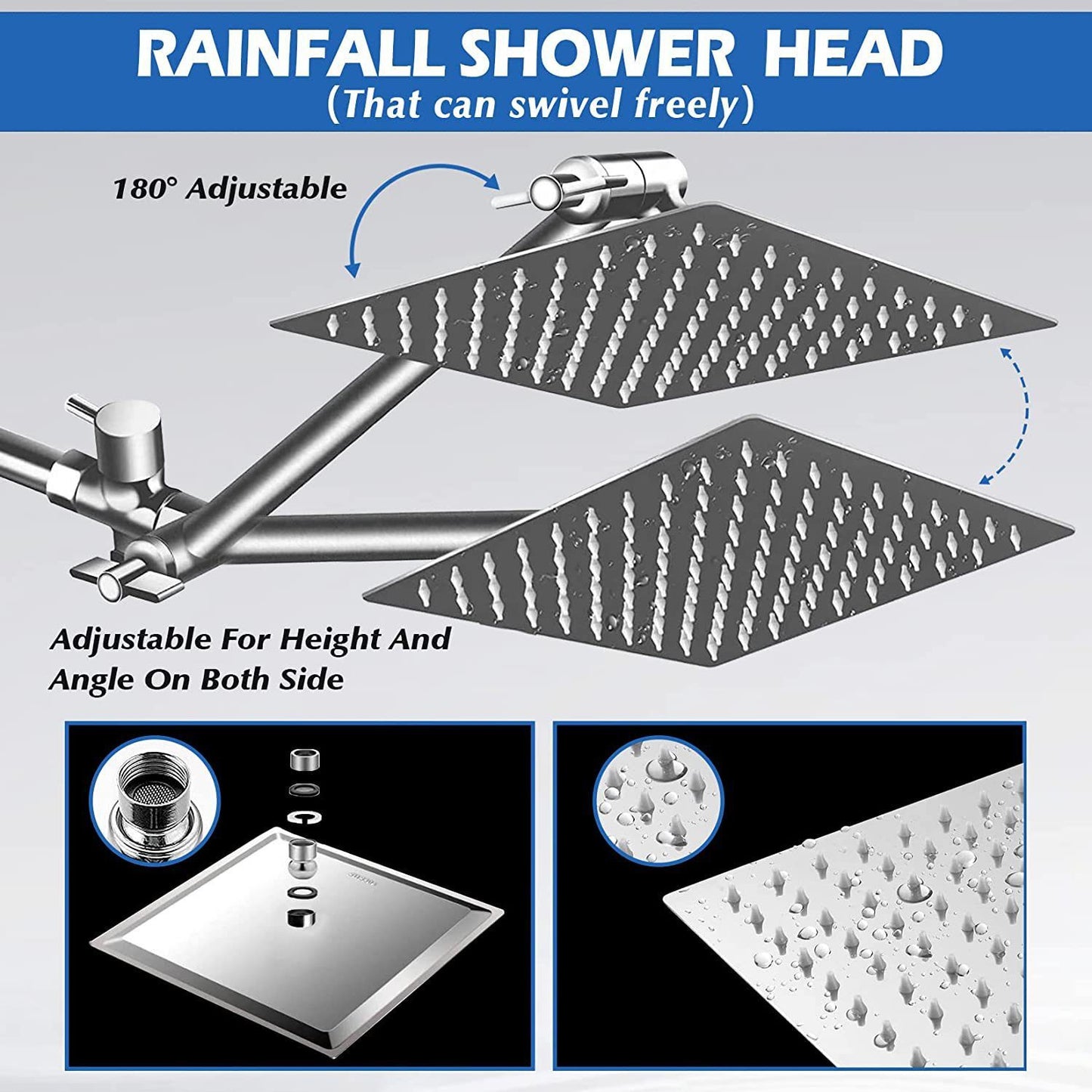 Shower Head, 8 Inch High Pressure Rainfall Shower Head/Handheld Shower Combo