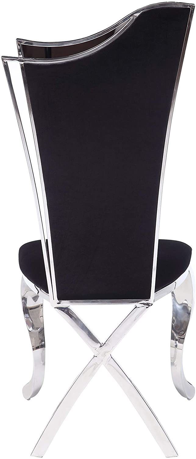 Cyrene Side Chair (Set-2) in Fabric & Stainless Steel- black