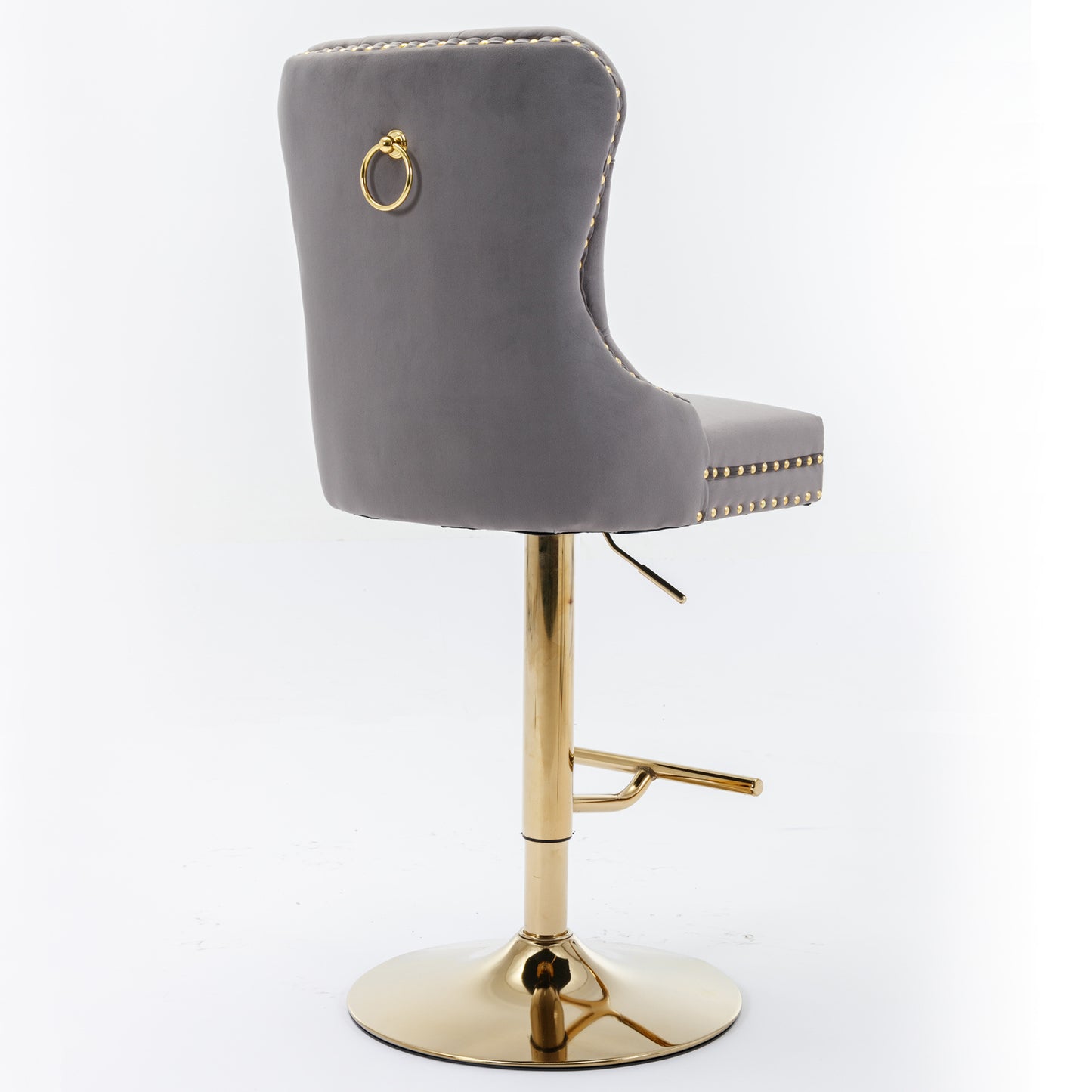 Gray and Gold Velvet Barstools  (Gray, Set of 2)