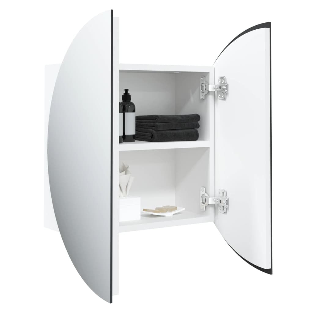 Bathroom Vanity with sink and Round Mirror/LED Combo White 18.5"x18.5"x6.9"