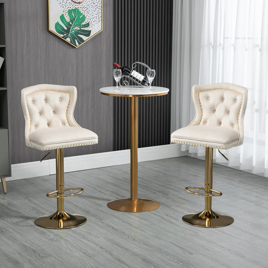 COOLMORE Bar Stools with Back and Footrest Counter Height Dining Chairs 2PC/SET