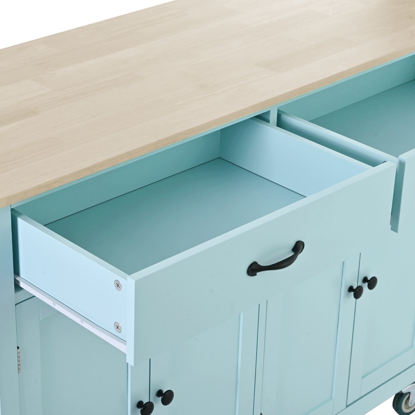 Kitchen Island Cart with 4 Doors (Mint Green)