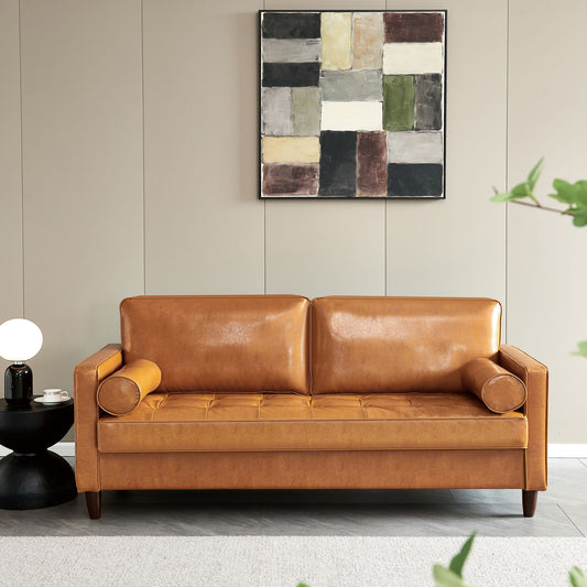 Modern Mid-Century Vegan Leather Sofa