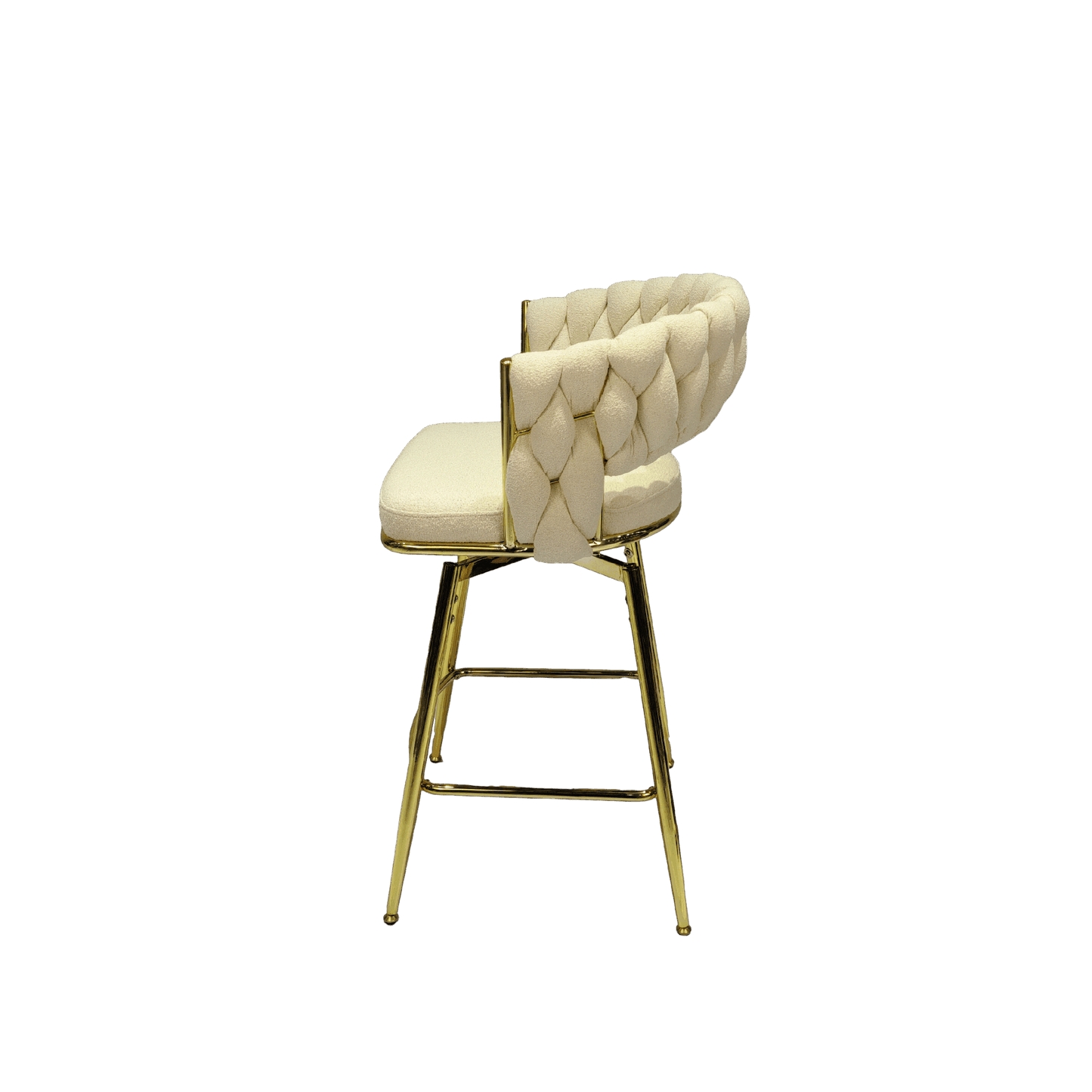 Bar Chair Toweling Woven Bar Stool Set of 2, (White)