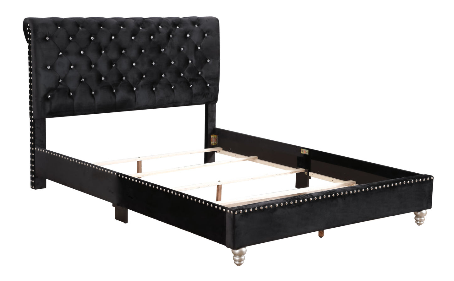 Glory Furniture Maxx G1942-KB-UP Tufted Upholstered Bed , BLACK