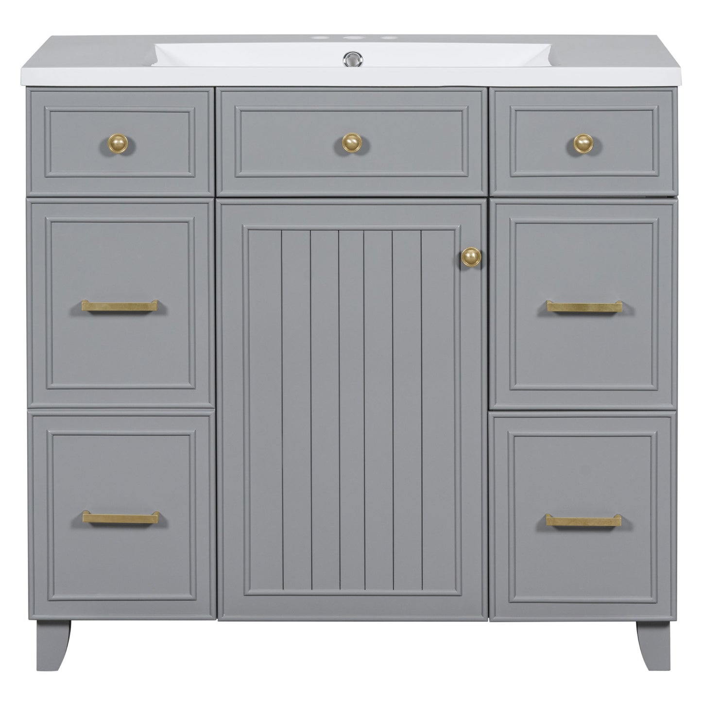 36" Bathroom Vanity Cabinet with Sink Top Combo Set, Grey, Single Sink.