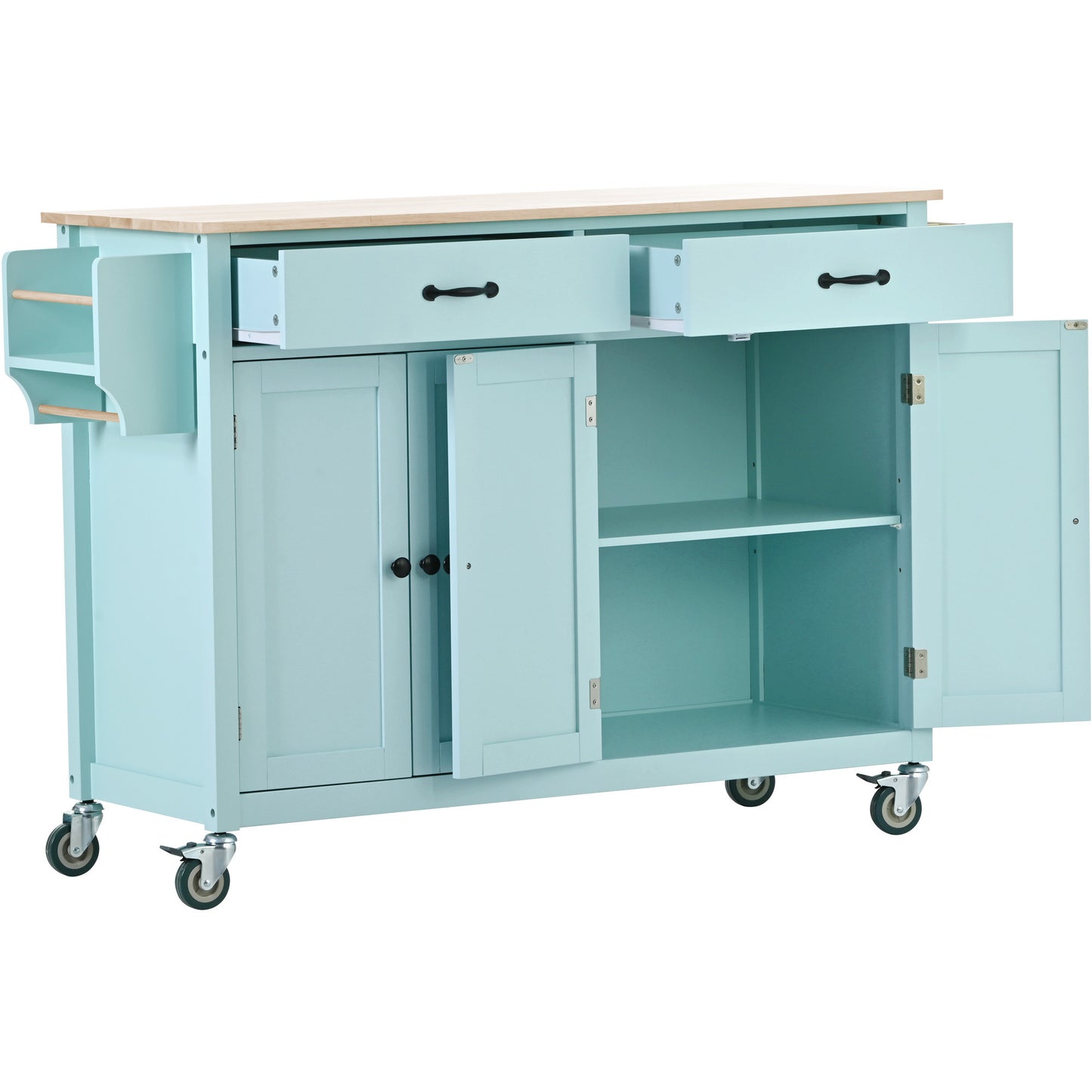 Kitchen Island Cart with 4 Doors (Mint Green)