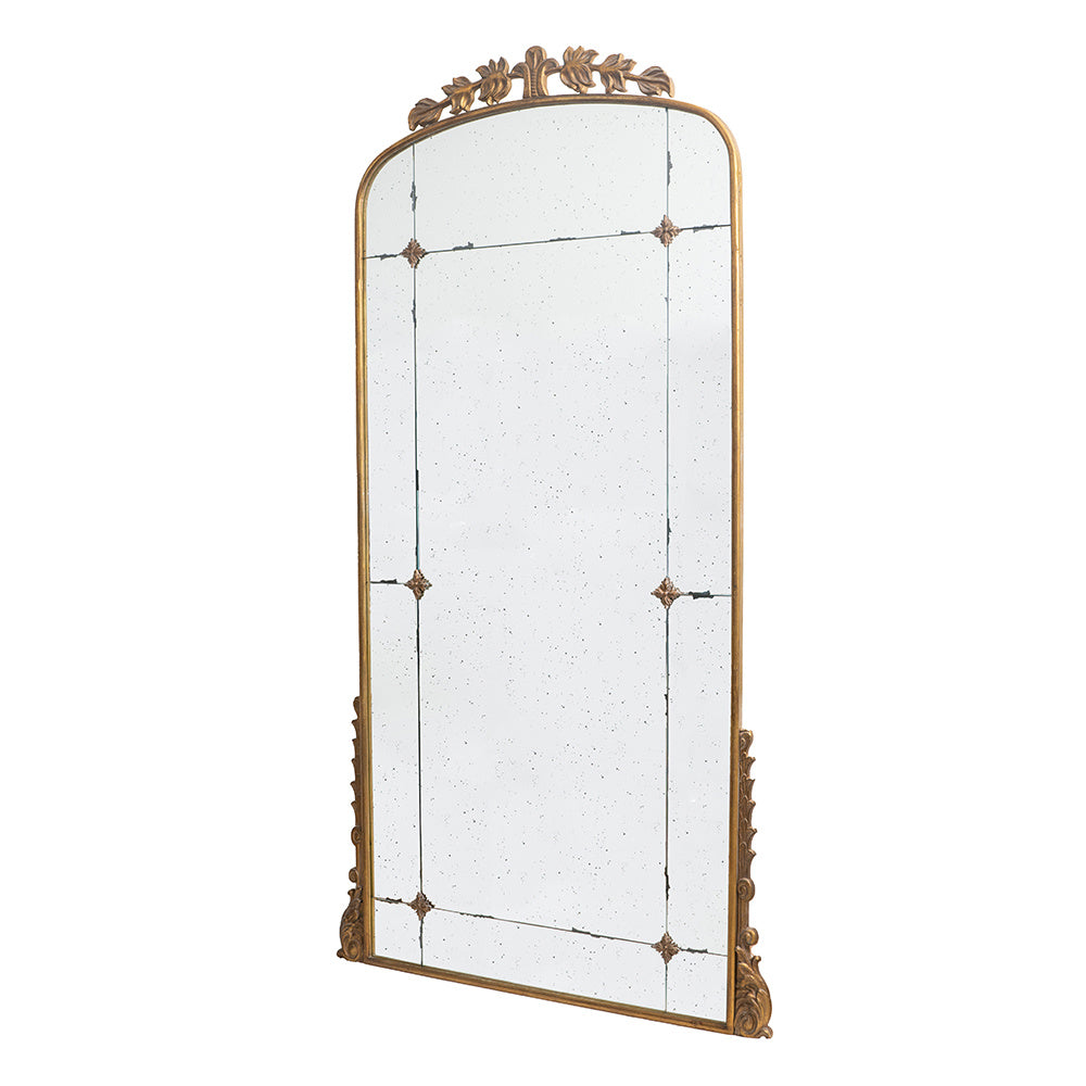 76" x 40" Lavish Full Length Mirror, Antique Gold Metal Floor Mirror