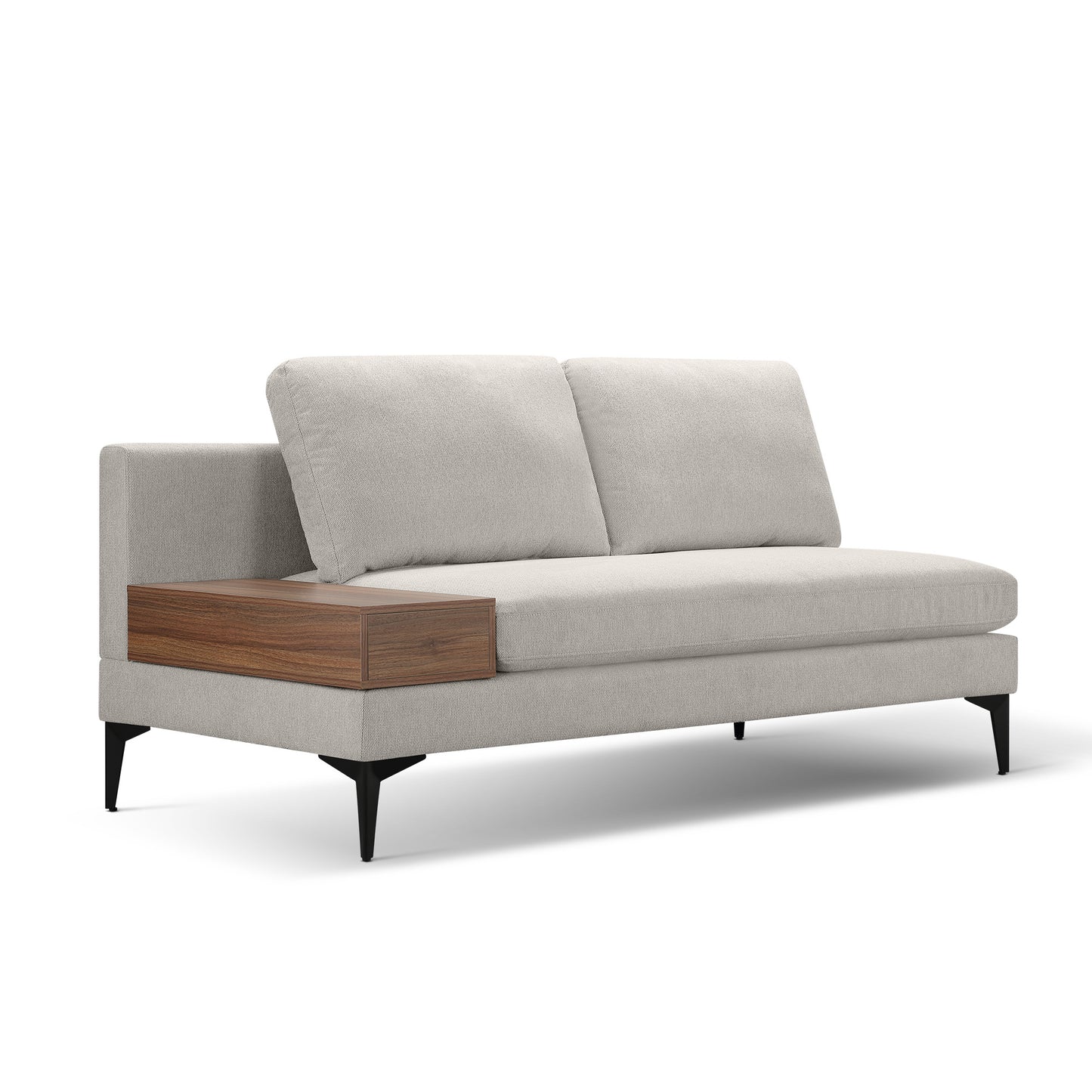 L Shape reversible Chaise and Armless 2 Seater Loveseat , 2 Piece Free Combination Sectional Couch with Left or Right Arm Facing Chaise, Texture Champange