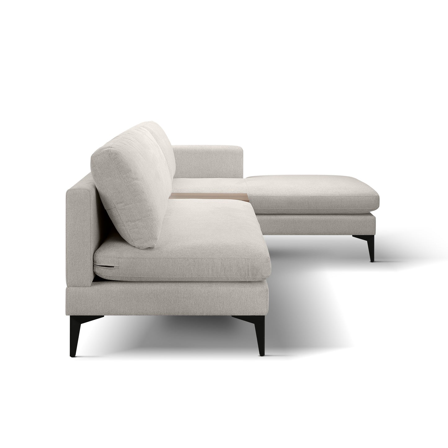 L Shape reversible Chaise and Armless 2 Seater Loveseat , 2 Piece Free Combination Sectional Couch with Left or Right Arm Facing Chaise, Texture Champange