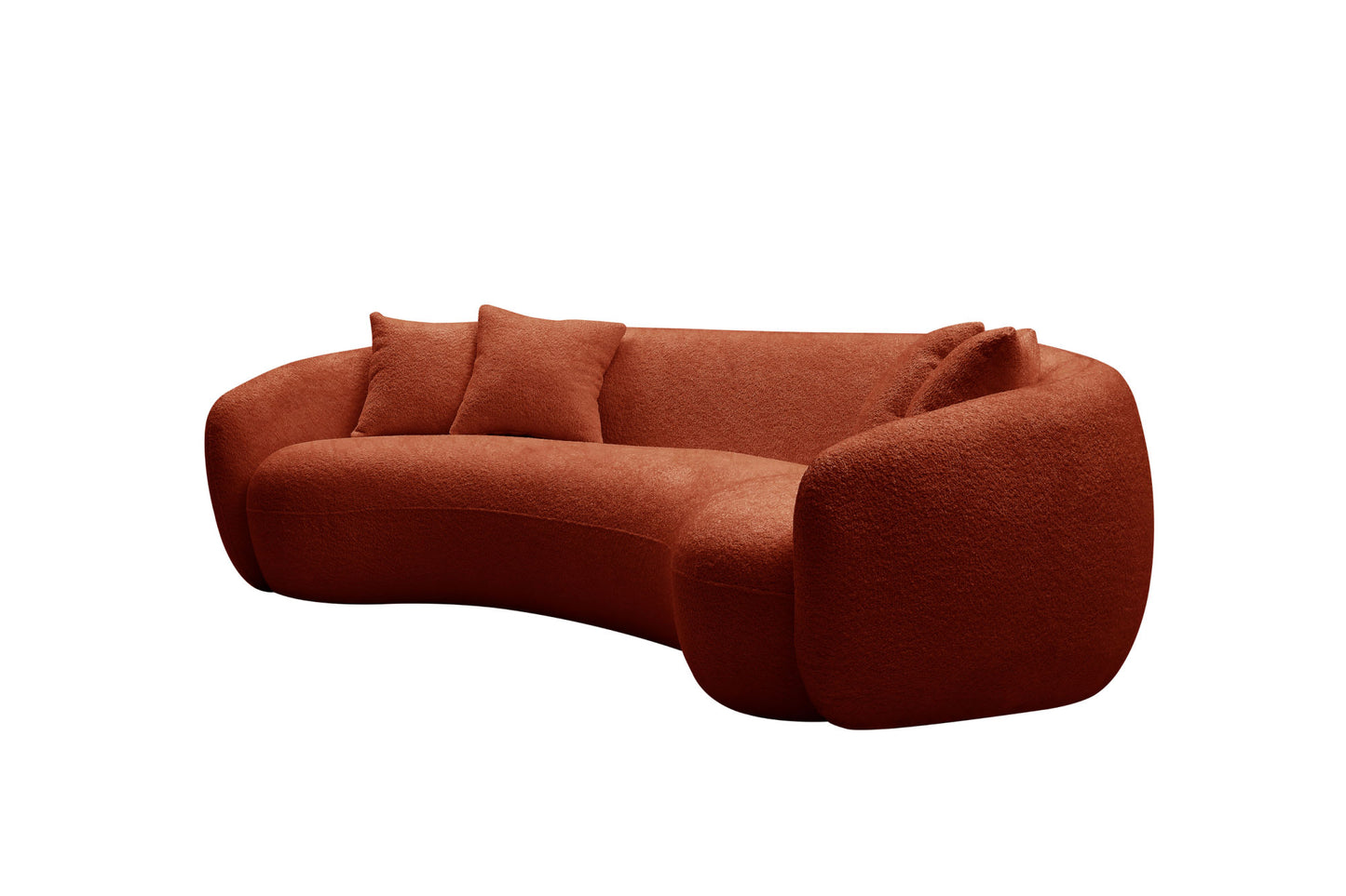 Half Moon Leisure Couch Curved Sofa Teddy Fleece -Orange