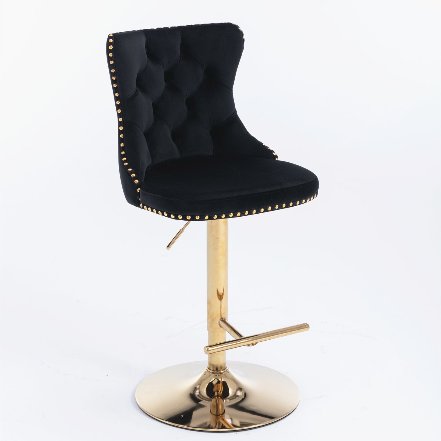 Modern Velvet Gold Studded Barstools