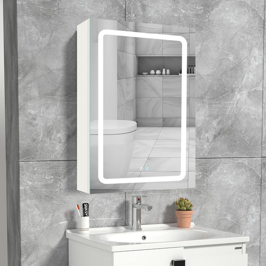 30x20 inch LED Bathroom Medicine Mirror Surface Mounted Unit With Lighted Mirror White Left Open