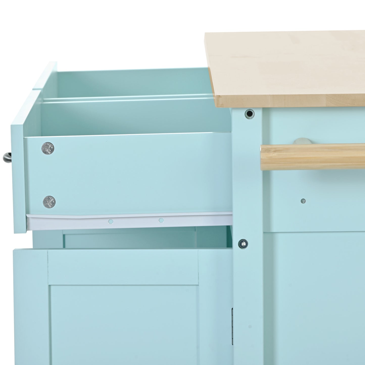 Kitchen Island Cart with 4 Doors (Mint Green)