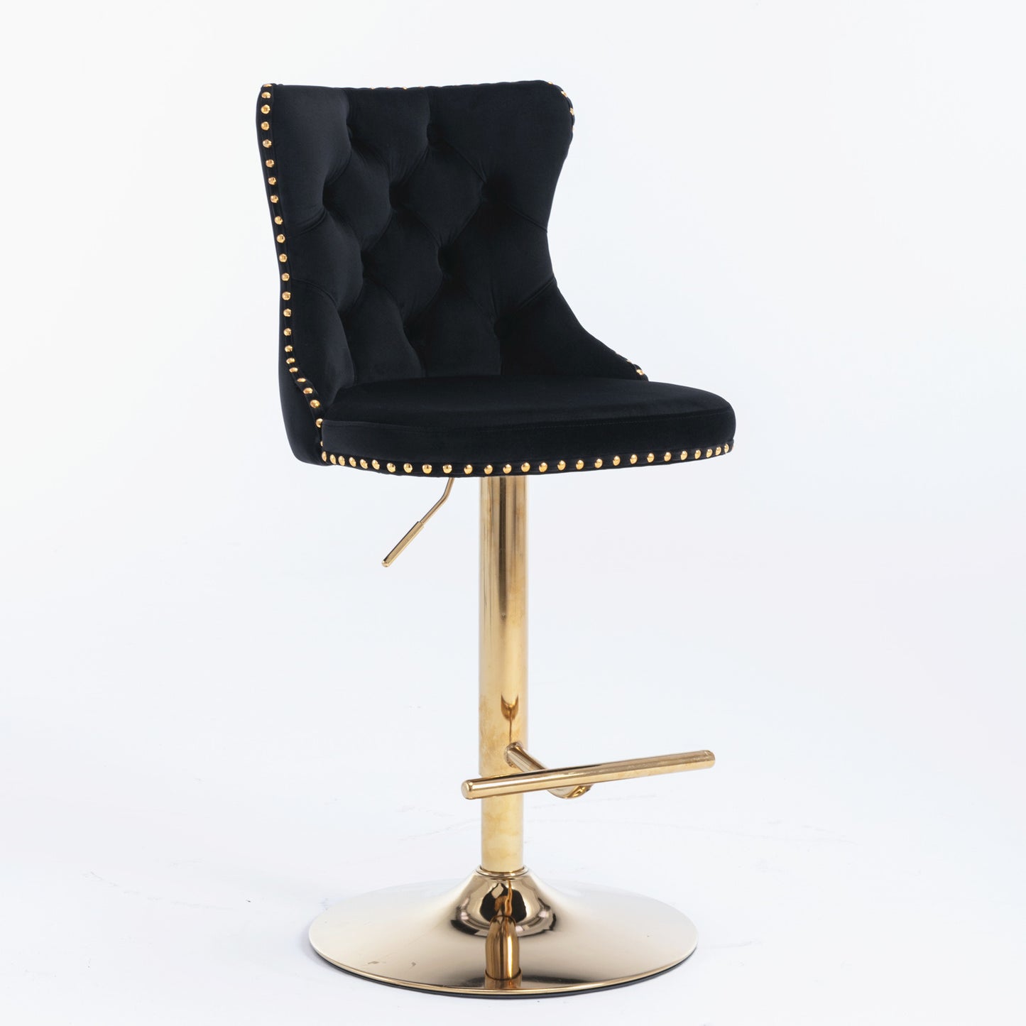 Modern Velvet Gold Studded Barstools