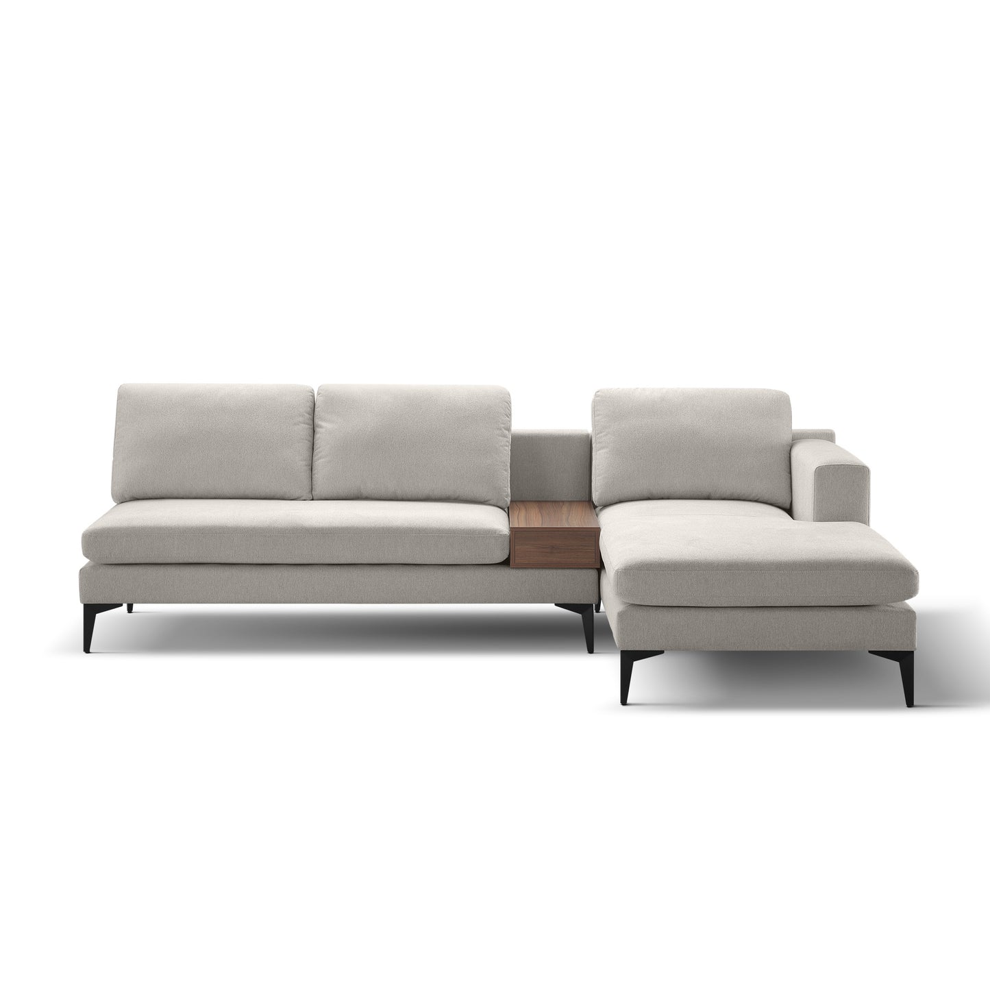 L Shape reversible Chaise and Armless 2 Seater Loveseat , 2 Piece Free Combination Sectional Couch with Left or Right Arm Facing Chaise, Texture Champange