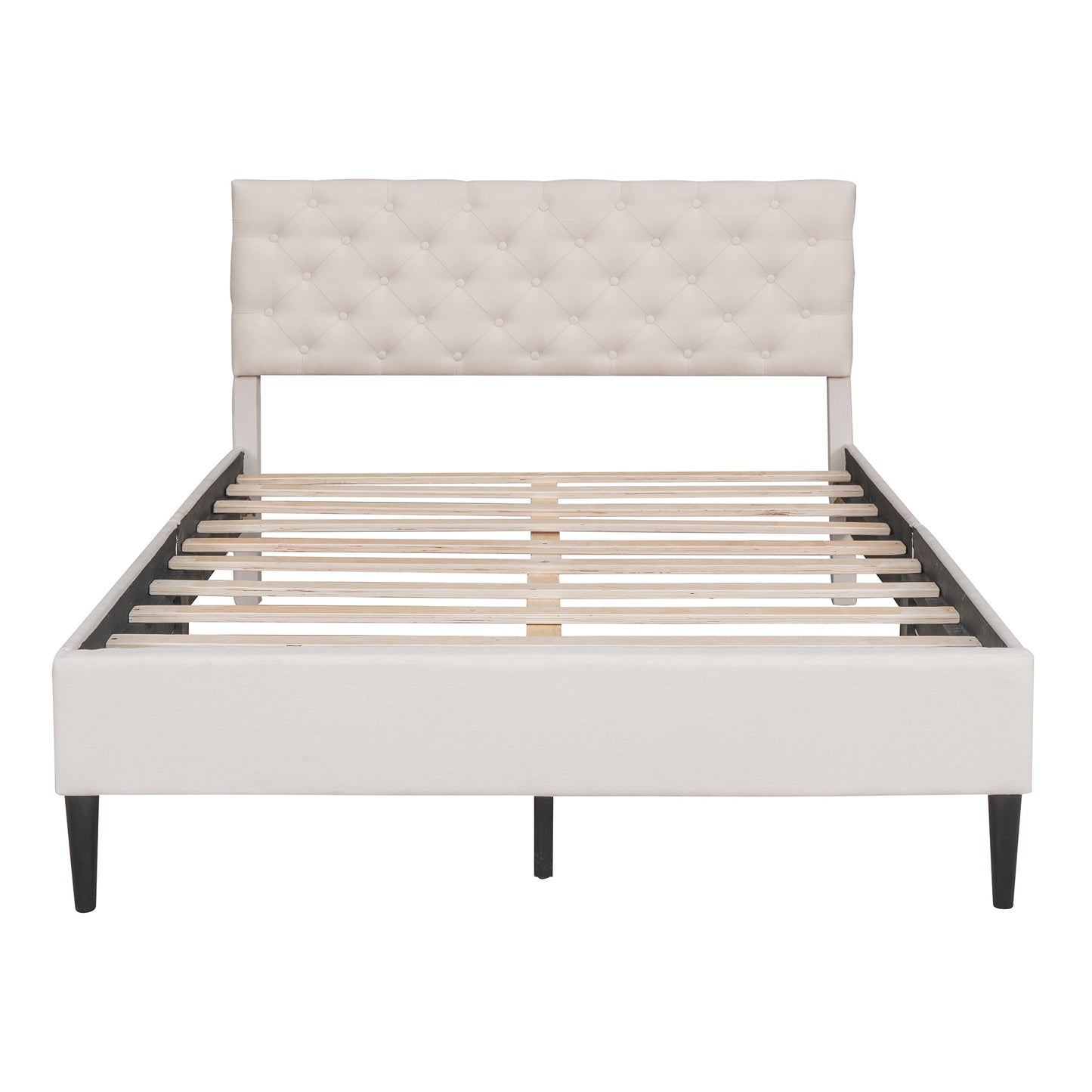 Upholstered Linen Platform Bed, Full Size