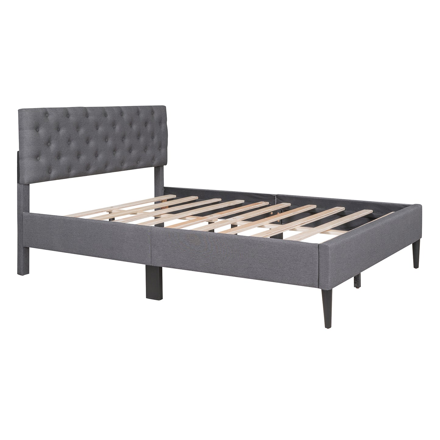 Upholstered Linen Platform Bed, Full Size