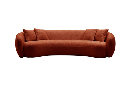 Half Moon Leisure Couch Curved Sofa Teddy Fleece -Orange