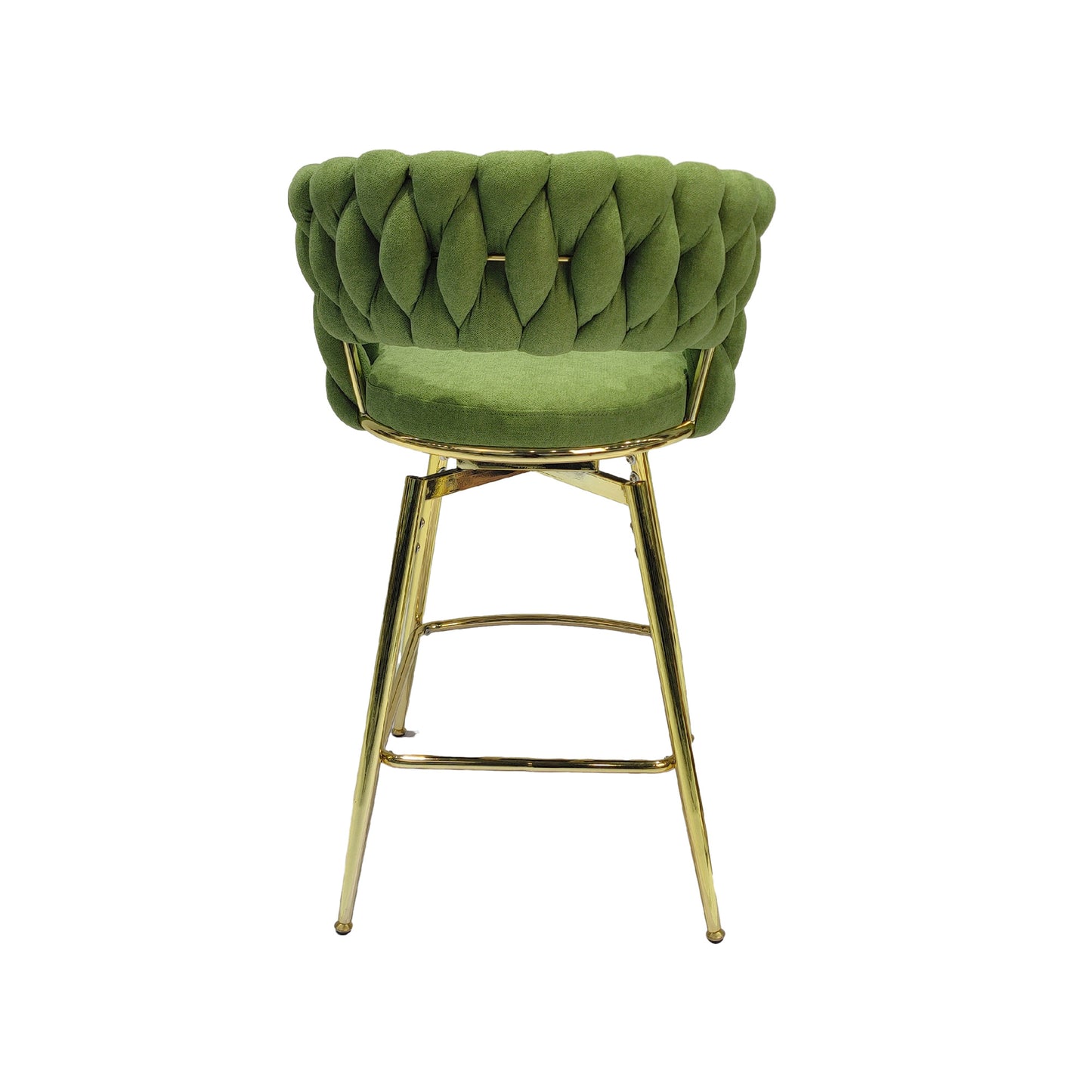 Bar Chair Linen Woven Bar Stool Set of 2, (Green)