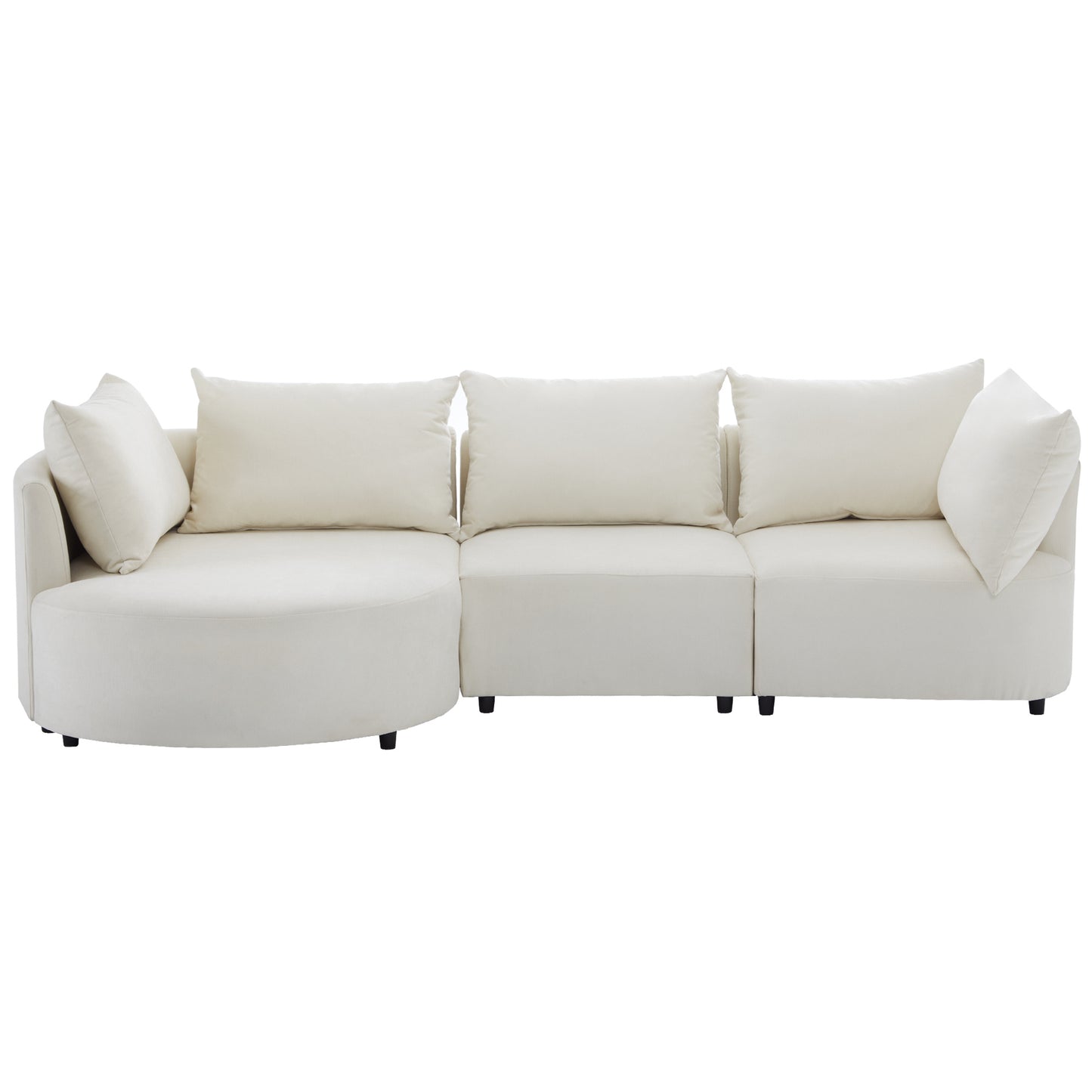 U_STYLE Three Piece Sofas with Five Back Cushions and Curved Seat, for Living Room, Study Room, and Apartment