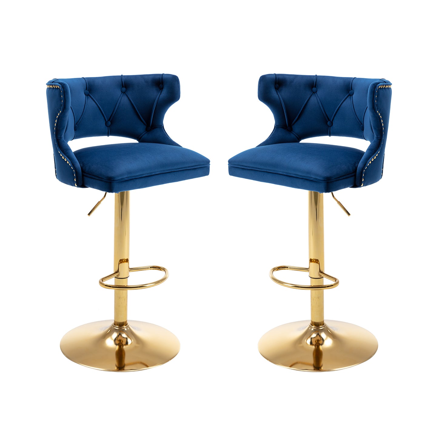 Blue and Gold Bar Stools; 2PCS/SET