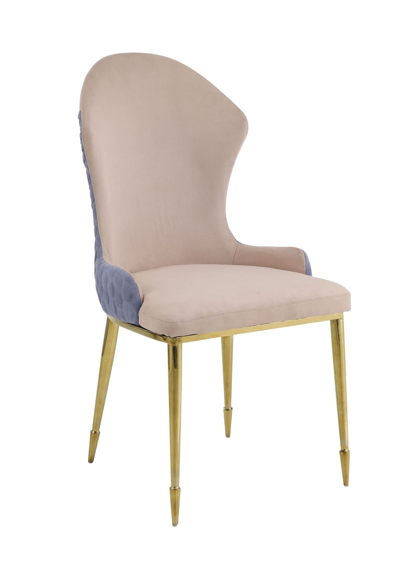 Caolan Side Chair (Set-2); Tan; Lavender Fabric & Gold YJ