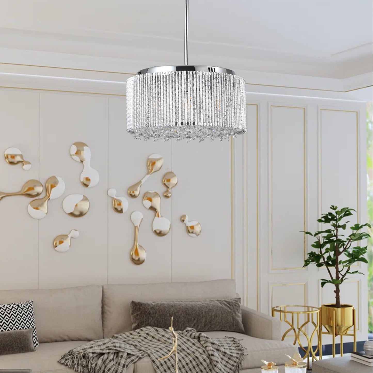 Modern Crystal Chandelier for Living-Room Round Cristal Lamp Luxury Home Decor Light Fixture