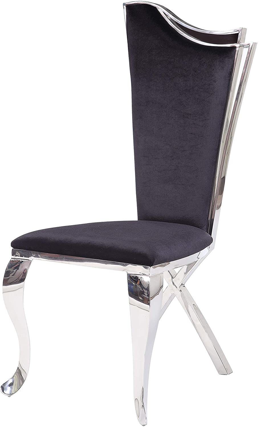 Cyrene Side Chair (Set-2) in Fabric & Stainless Steel- black