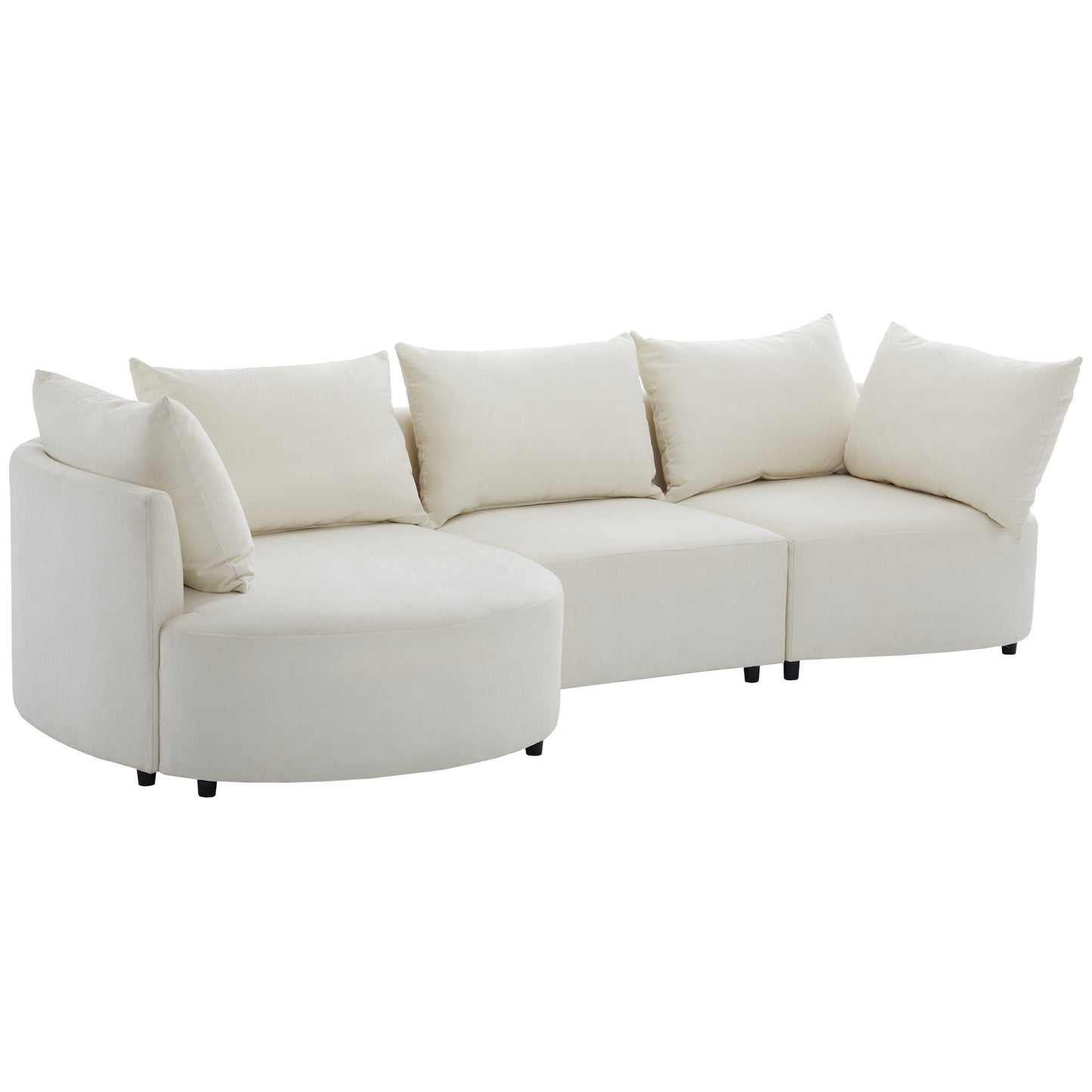 U_STYLE Three Piece Sofas with Five Back Cushions and Curved Seat, for Living Room, Study Room, and Apartment