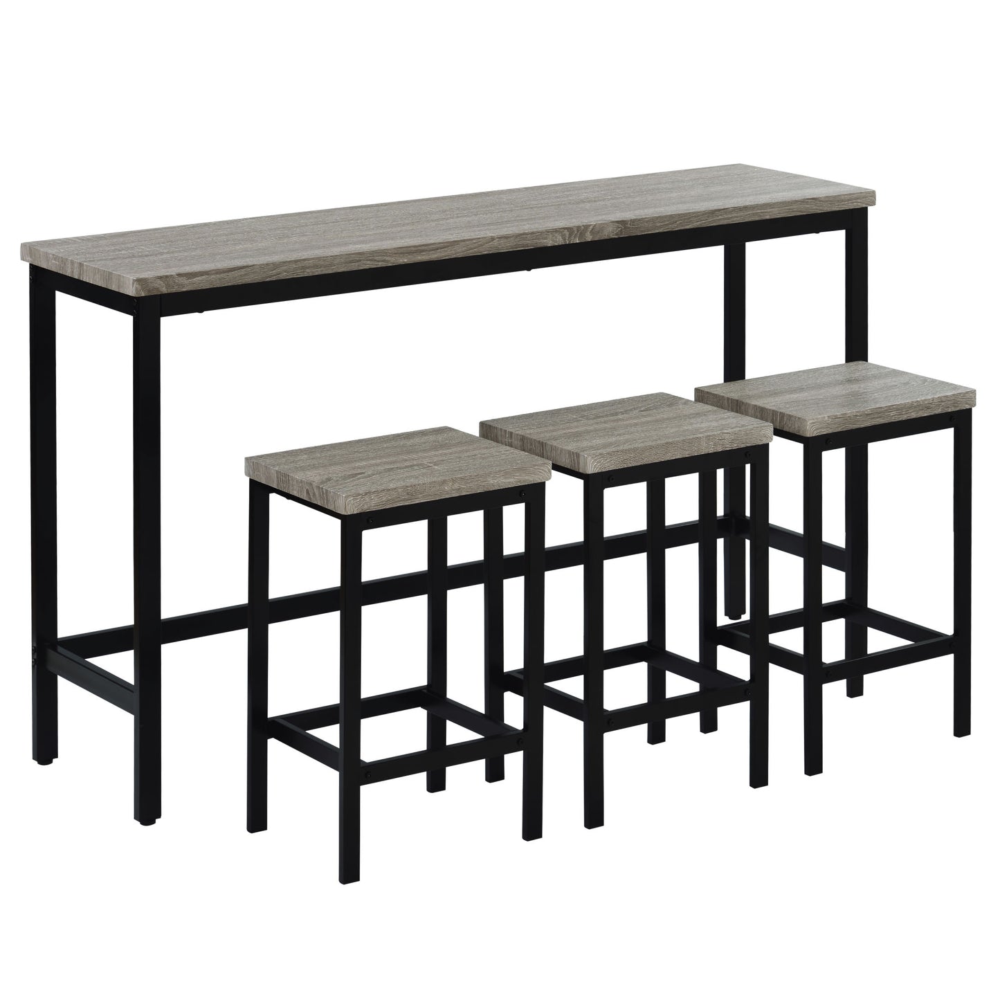 Pub Set- Side Table with Footrest; Gray