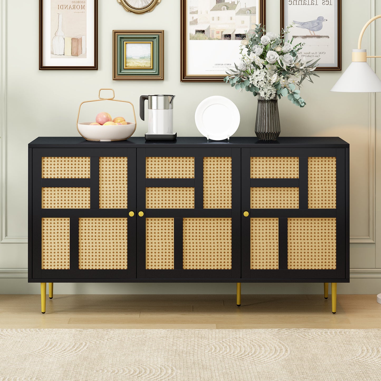 The rattan side cabinet/Modern Entertainment Center- Console Table