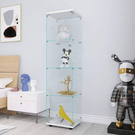 Glass Display Cabinet 4 Shelves; White