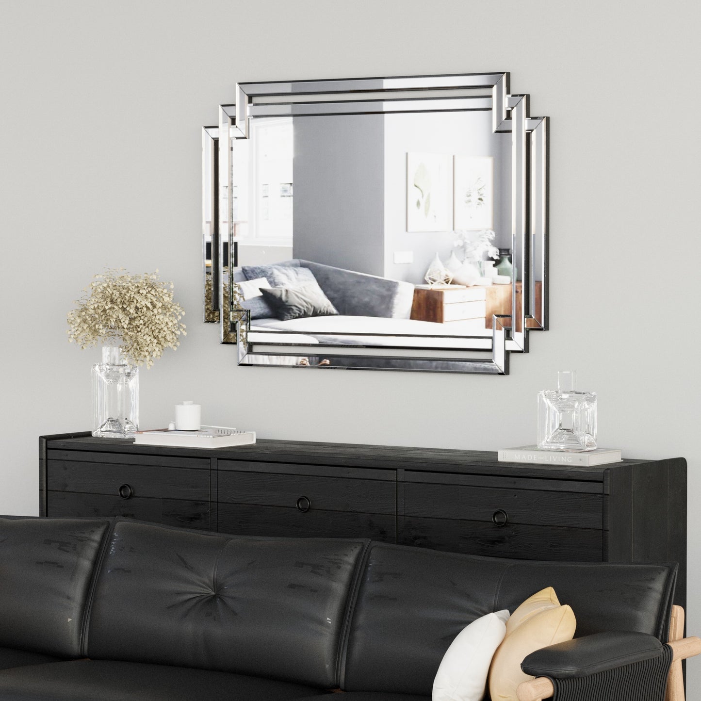 Large Wall-Mounted Silver Decorative Rectangular (clear HD mirror)