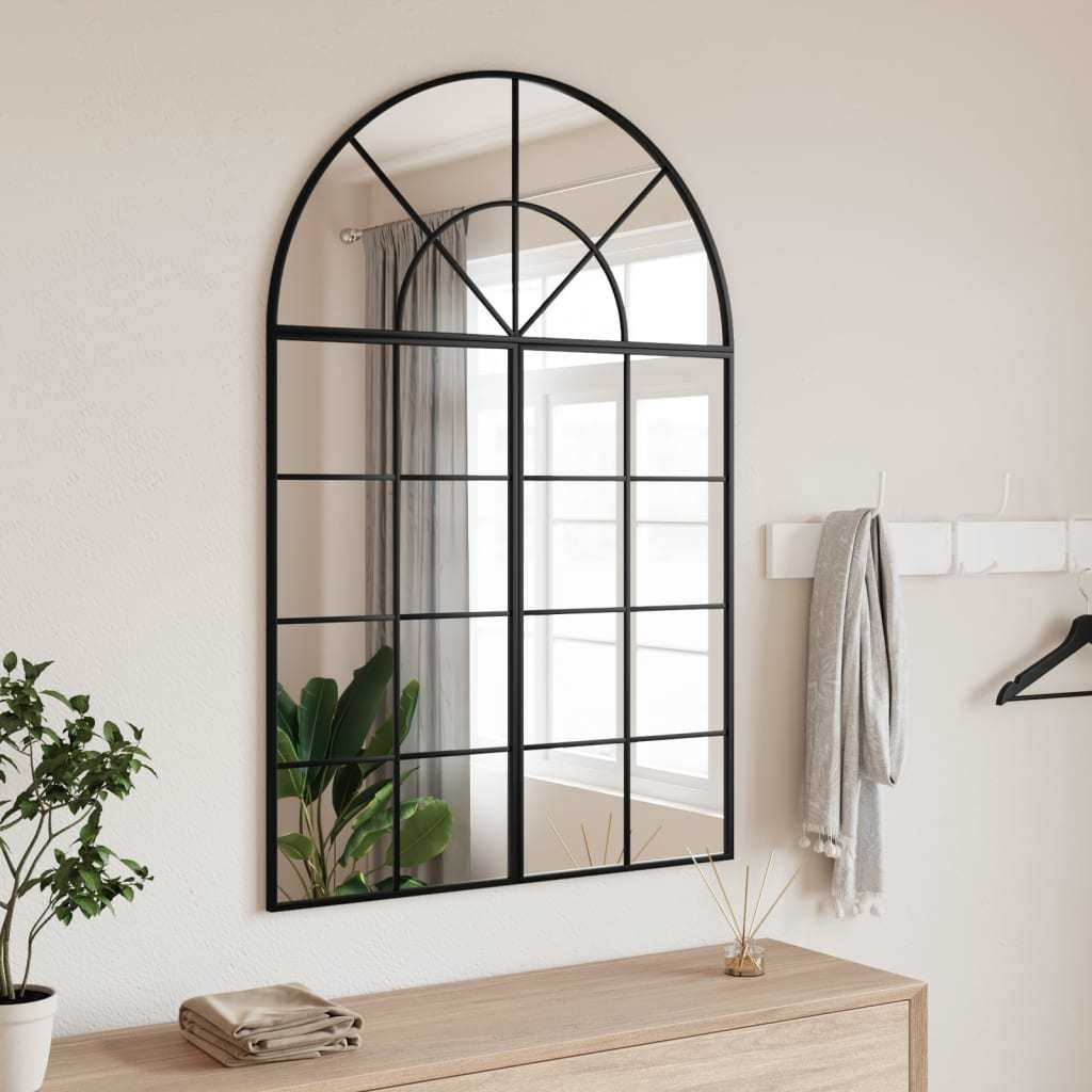 Wall Mirror Black 31.5"x47.2" Arch Iron